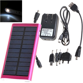 BuySKU52208 2600mAh Power Supply Portable Solar USB Charger with Flashlight for Mobile Phone MP3 MP4 PDA (Pink)
