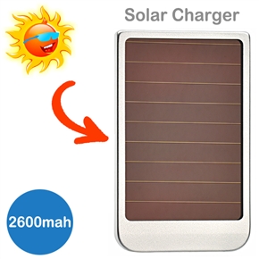 BuySKU64640 2600mAh Solar Power Emergency Charger for iPhone Camera MP3 MP4 PDA (Silver)