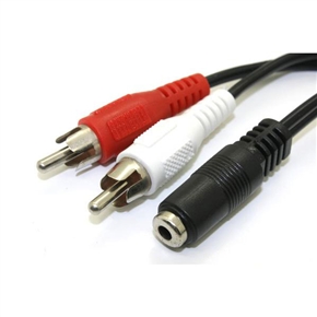 BuySKU67865 3.5mm 1/8" Female Stereo Jack to 2 Male RCA Plugs Cable (Black)
