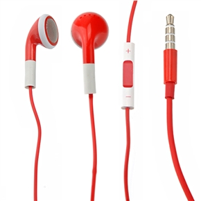 BuySKU67404 3.5mm-plug Earphones Stereo Headset with Microphone & Volume Control for iPhone /iPad /iPod /Mobile Phones (Red)
