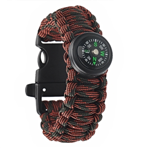 BuySKU64906 3-in-1 Multifunctional Parachute Cord Survival Bracelet with Compass & Whistle for Outdoor Activities (Red)