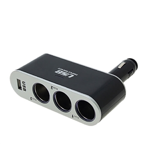 BuySKU66153 3 to 1 Car cigarette lighter splitter Socket for iPod (Black)