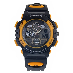 BuySKU57569 30M Water-resistant Alarm Stopwatch Dive Wrist Watch with PU Band (Yellow)