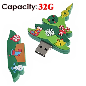 BuySKU66893 32G Christmas Tree Shaped Rubber USB Flash Drive (Large Size)