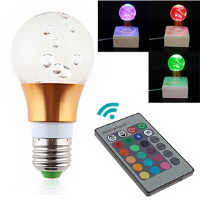 BuySKU67379 3W E27 Remote Control Color-changing RGB LED Light Bulb