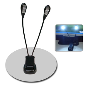 BuySKU61927 4 Bulbs Double Lamp Cap e-Book Reader Flexible LED Travel Book light (Black)