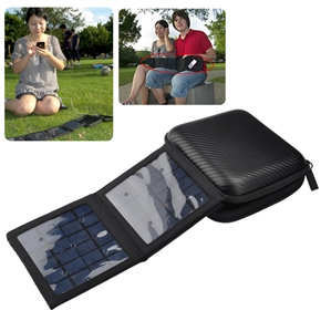 BuySKU64104 4W 4 Solar Tablet Folding Portable Emergency Solar Charger for Cellphone Camera GPS MP3 Power Bank (Black)