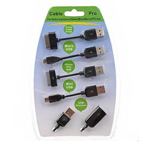BuySKU65289 5-in-1 USB 2.0 Data & Charging Cable Pro Set for iPhone iPod Nokia Samsung BlackBerry HTC Motorola MP4 GPS (Black)