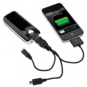 BuySKU65778 5600mAh External Emergent Battery Portable Power Bank with Flashlight for iPhone Cellphone MP3 Camera (Black)