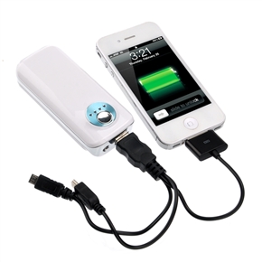 BuySKU65737 5600mAh External Emergent Battery Portable Power Bank with Flashlight for iPhone Cellphone MP3 Camera (White)