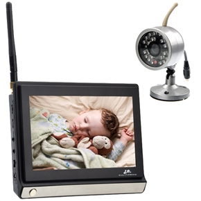 BuySKU65293 7-inch TFT-LCD 4-Channel 2.4GHz Wireless Remote Control Video Audio Baby Monitor with AV-out & Night Vision