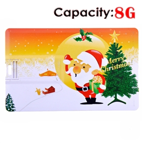 BuySKU66861 8G Merry Christmas Double-sided Pattern Credit Card Style Flash Drive