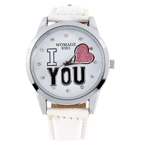 BuySKU57861 9363 Fashionable Electronic Watch with "I Love You" Design (White)