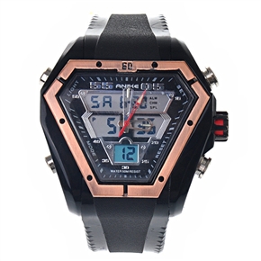 BuySKU57415 AK1054 Multi-functional Waterproof Sports Watch with Double Movement & Alloy Bezel (Copper)