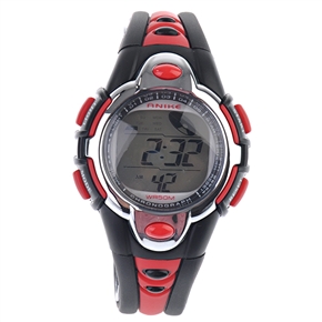 BuySKU57635 ANIKE A5003 LCD Display Waterproof Sports Alarm Stopwatch Dive Watch with PU Band (Red)