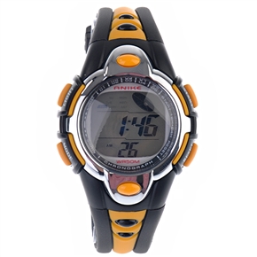 BuySKU57634 ANIKE A5003 LCD Display Waterproof Sports Alarm Stopwatch Dive Watch with PU Band (Yellow)
