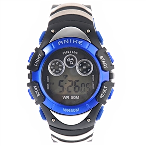BuySKU57640 ANIKE A5106 Luminous LCD Display Waterproof Sports Alarm Stopwatch Dive Watch with PU Band (Blue)