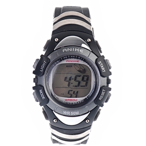 BuySKU57647 ANIKE A6002 Luminous Color Screen Display Waterproof Sports Alarm Stopwatch Dive Watch with PU Band (Black)