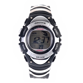 BuySKU57648 ANIKE A6002 Luminous Color Screen Display Waterproof Sports Alarm Stopwatch Dive Watch with PU Band (Silver)