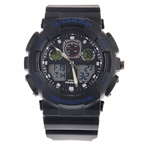 BuySKU57662 ANIKE AK1055 Waterproof Sports Alarm Stopwatch Dive Watch with PU Band & Blue Background Light (Blue)