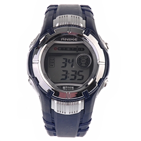 BuySKU57657 ANIKE B9127 Waterproof Sports Alarm Stopwatch Dive Watch with PU Band & 7-color Background Light (Blue)