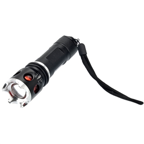 BuySKU63778 Adjustable Zoom Telescopic CREE LED Flashlight with Attacking Head & Red Ring (Black)