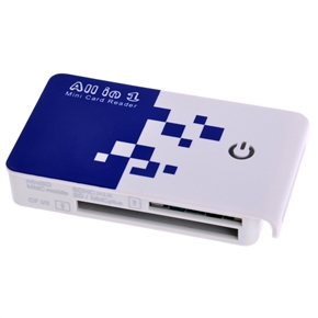 BuySKU20125 All-in-1 USB 2.0 RS-MMC/MiniSD/CF/MicroSD Card Reader (White and Blue)