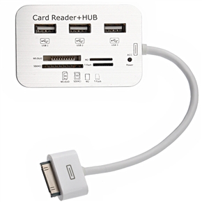BuySKU61015 All-in-One 3-Port USB 2.0 Hub & Multi-card Reader Combo Kit for iPad /iPad 2 /The new iPad (Silver & White)