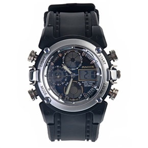 BuySKU57577 Anike AK7110 LCD Display Stopwatch Alarm Dive Wrist Watch with Colophony Band (Silver)
