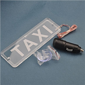 BuySKU66669 BT-0922 Cigarette Lighter Socket Powered Transparent LED TAXI Board with Suckers (White)