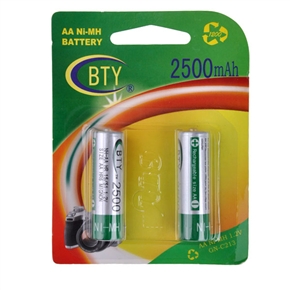 BuySKU62228 BTY 2500mAh 1.2V AA Rechargeable Ni-MH Battery (2 pcs/set)
