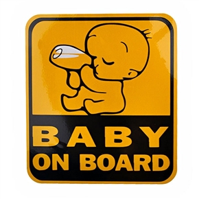 BuySKU59392 Baby Drinking Milk on Board Design Reflective Car Sticker Car Decal - 11.5cm*12.5cm