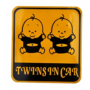 BuySKU59391 Baby Twins in Car Design Reflective Car Sticker Car Decal - 11.5cm*12.5cm