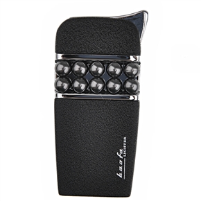 BuySKU66045 Baofa Metal Cigarette Lighter Butane Lighter with Pearls (Black)