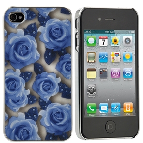 BuySKU67678 Beautiful Blue Rose Flowers Style Skin Hard Protective Back Case Cover for iPhone 4 /iPhone 4S