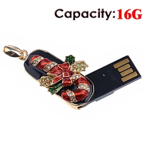 BuySKU66876 Beautiful Christmas Gift 16GB USB Flash Memory Drive with Metal Ring
