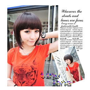 BuySKU62360 Beautiful Lady Short Wig Hairstyle with Straight Bang (Deep Maroon)