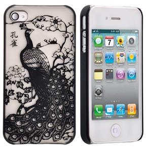 BuySKU67677 Beautiful Peacock Pattern Design Transparent Hard Protective Back Case Cover for iPhone 4 /iPhone 4S