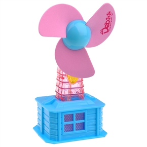 BuySKU61002 Beautiful Windmill Style USB Cartoon Fan with Soft Fan Blade and LED Flashlight (Pink & Blue)