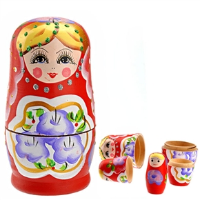 BuySKU58762 Beautiful Wooden Russian Nesting Dolls Matryoshka Doll Set - 5 pcs/set