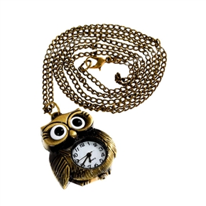 BuySKU57935 Big Eyes Owl Design Copper Pocket Watch with Chain