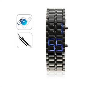 BuySKU58401 Blue LED Watch for Woman Fashionable Digital Wrist Watch (Black)