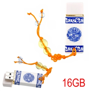 BuySKU66562 Blue and White Porcelain USB 2.0 16GB Flash Drive U Disk