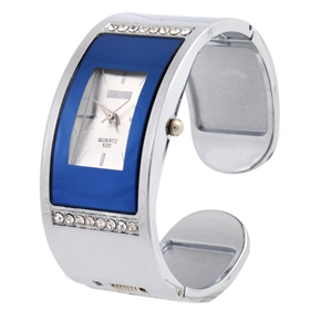 BuySKU57736 Bracelet Design Feminine Wrist Watch with Rhinestones & Silver Band (Blue)