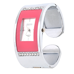 BuySKU57733 Bracelet Design Feminine Wrist Watch with Rhinestones & Silver Band (Pink)