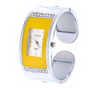 BuySKU57735 Bracelet Design Feminine Wrist Watch with Rhinestones & Silver Band (Yellow)
