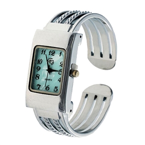 BuySKU57998 Bracelet Design Quartz Wrist Watch with Silver Steel Watchband for Girls (Blue Chassis)