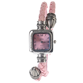 BuySKU57765 Bracelet Design Wrist Watch with Square Dial and Roman Numerals (Pink)