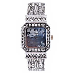 BuySKU57740 Bracelet Quartz Wrist Watch with Square Dial & Metal Watch Band (Blue Chassis)