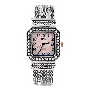 BuySKU57741 Bracelet Quartz Wrist Watch with Square Dial & Metal Watch Band (Light Pink Chassis)